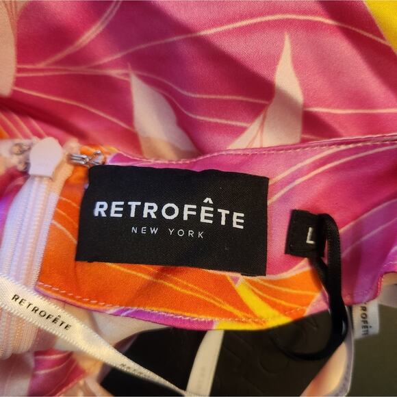 Retrofete Valo Mini Dress in Botanical Floral Halter Size Large Silk NWT - Picture 10 of 12